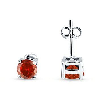 Solitaire Push Back Stud Earring Round Simulated Garnet 925 Sterling Silver Wholesale